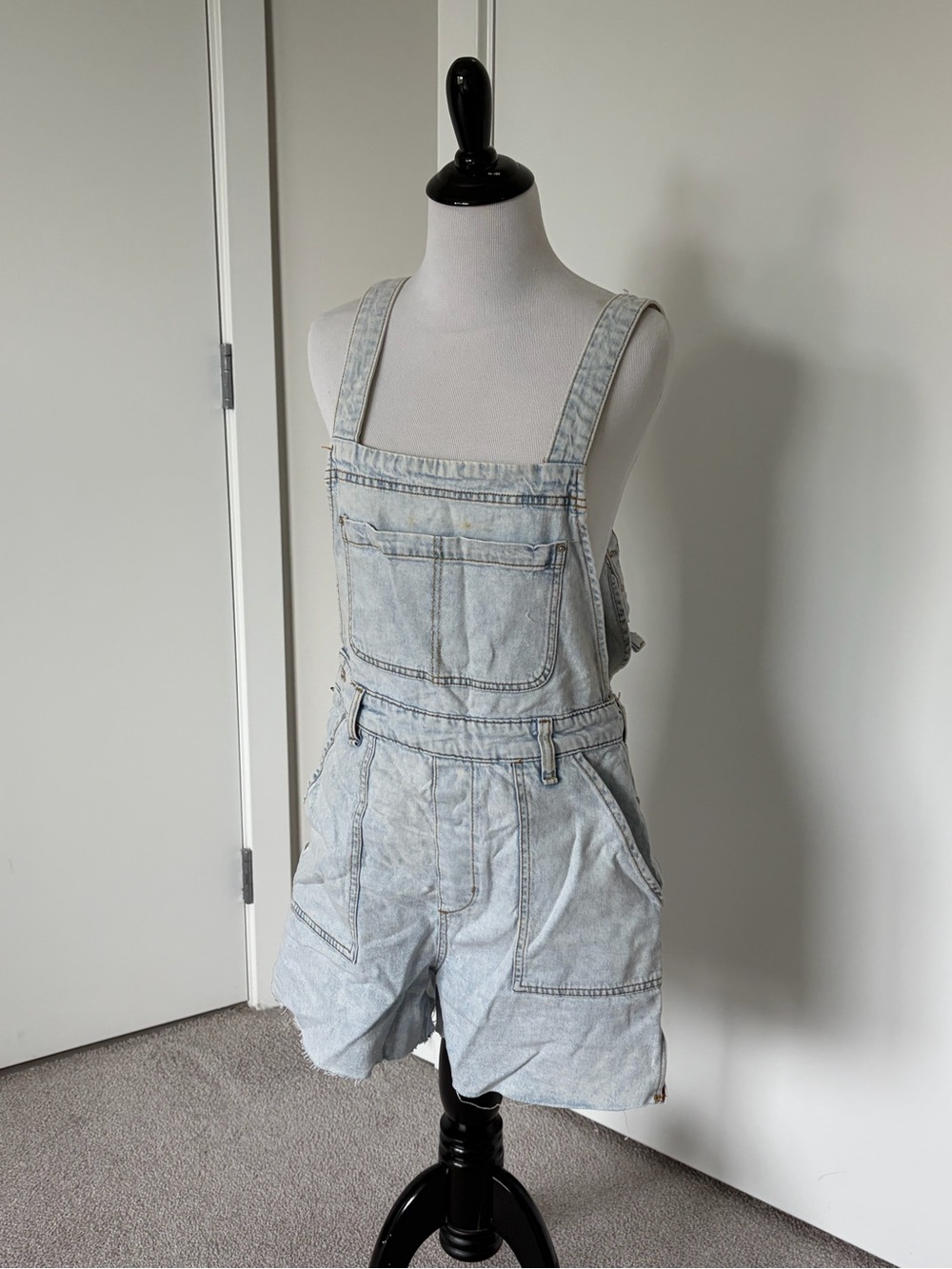 WeWoreWhat Light Blue Denim Short Overalls